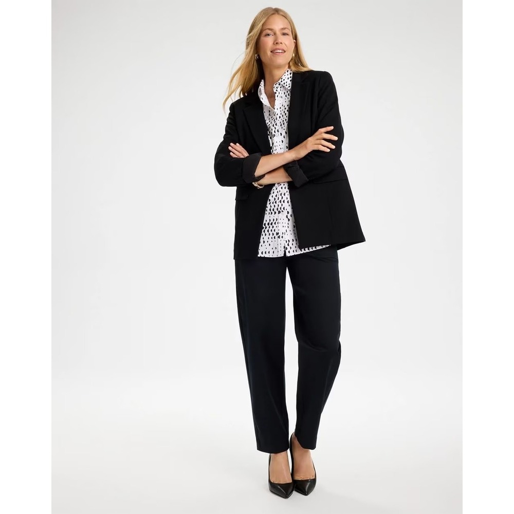 Chico's Metro Trouser Straight Leg Pant Black 14 Short Side Zip Stretch NWT